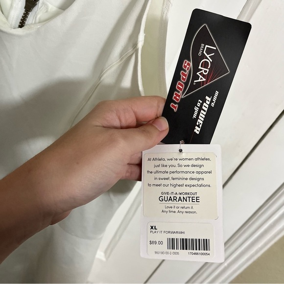 Athleta Play It Forward Mini Exercise Dress Solid White XL K2 - Picture 3 of 11